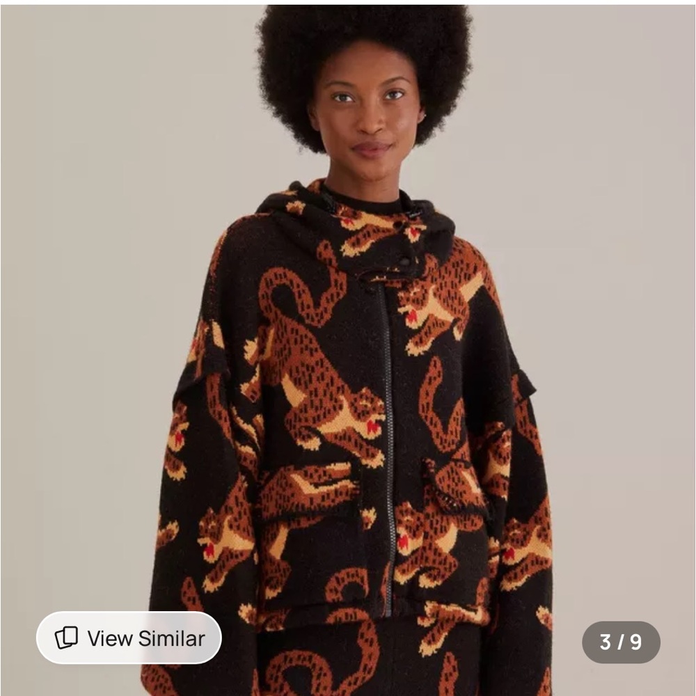 Farm rio Black Leopards Knit Jacket
